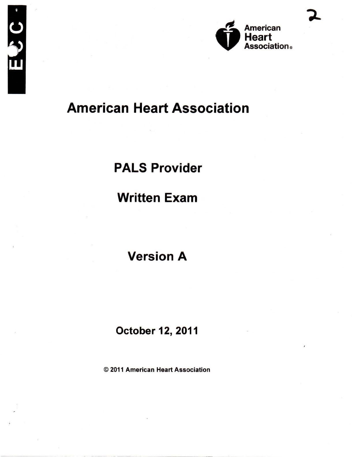 PALS Provider Exam Version A and ANSWERS