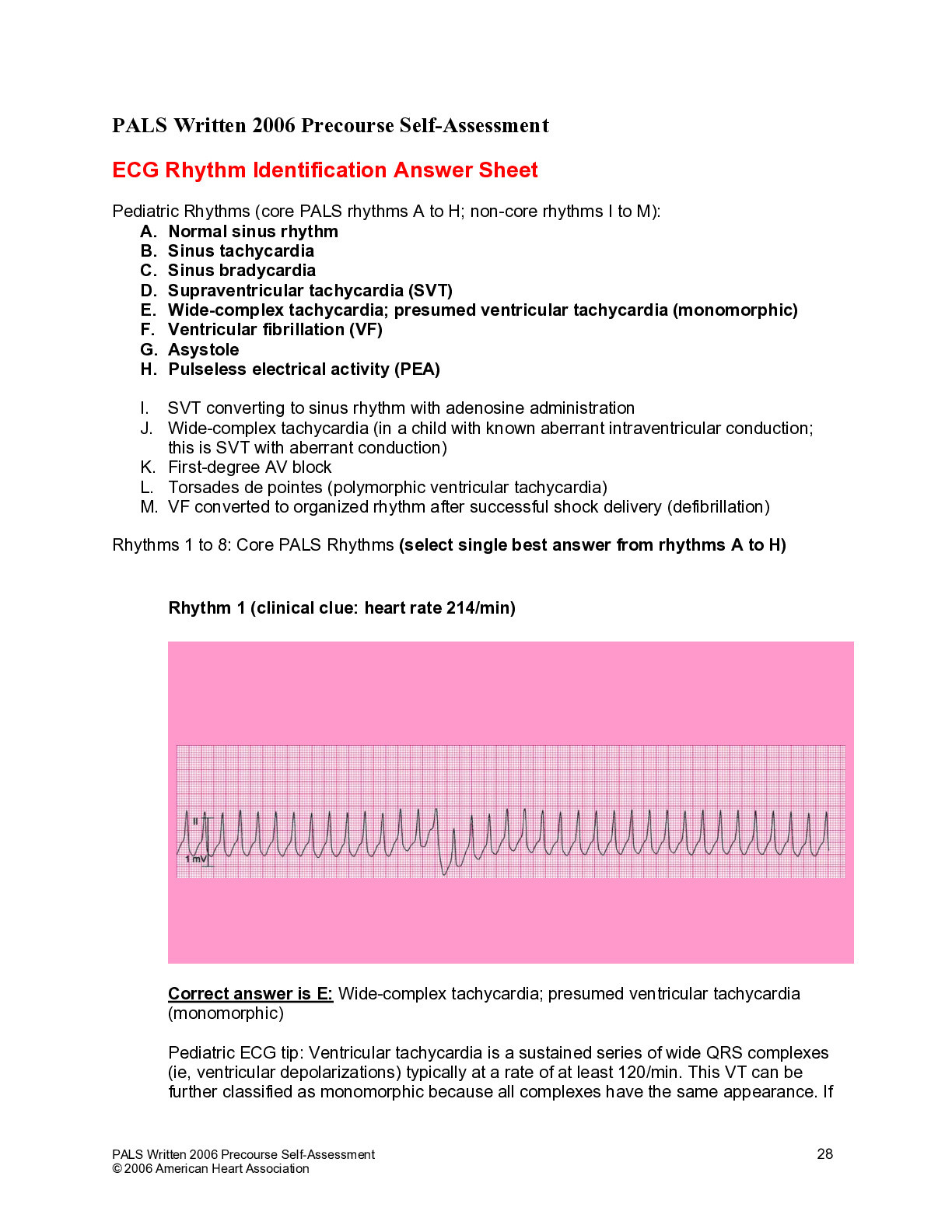 PALS-Rationales ,ECG Rhythm Identification