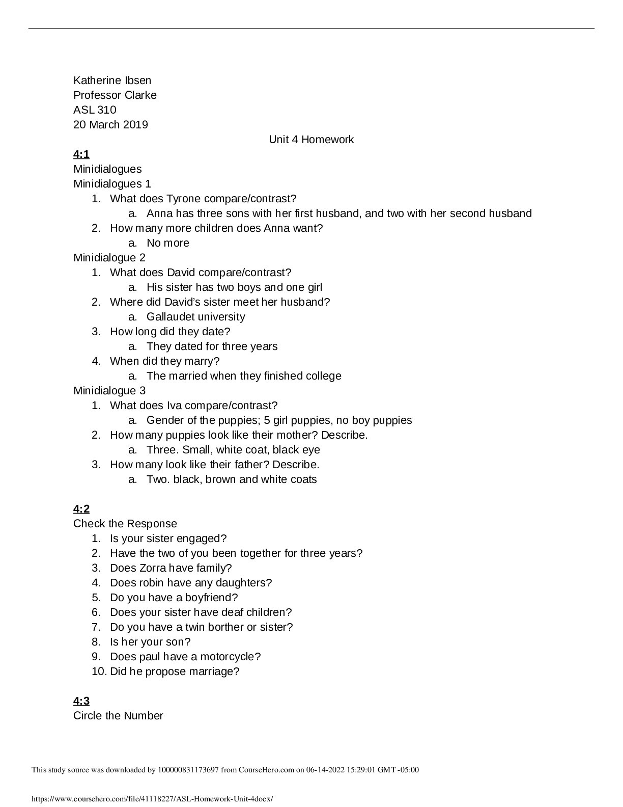 ASL Homework Unit 4 Complete solution